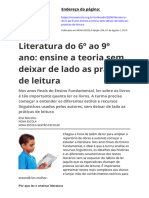 Literatura Do 6 Ao 9 Ano Ensine A Teoria Sem Deixar de Lado As Praticas de Leitura