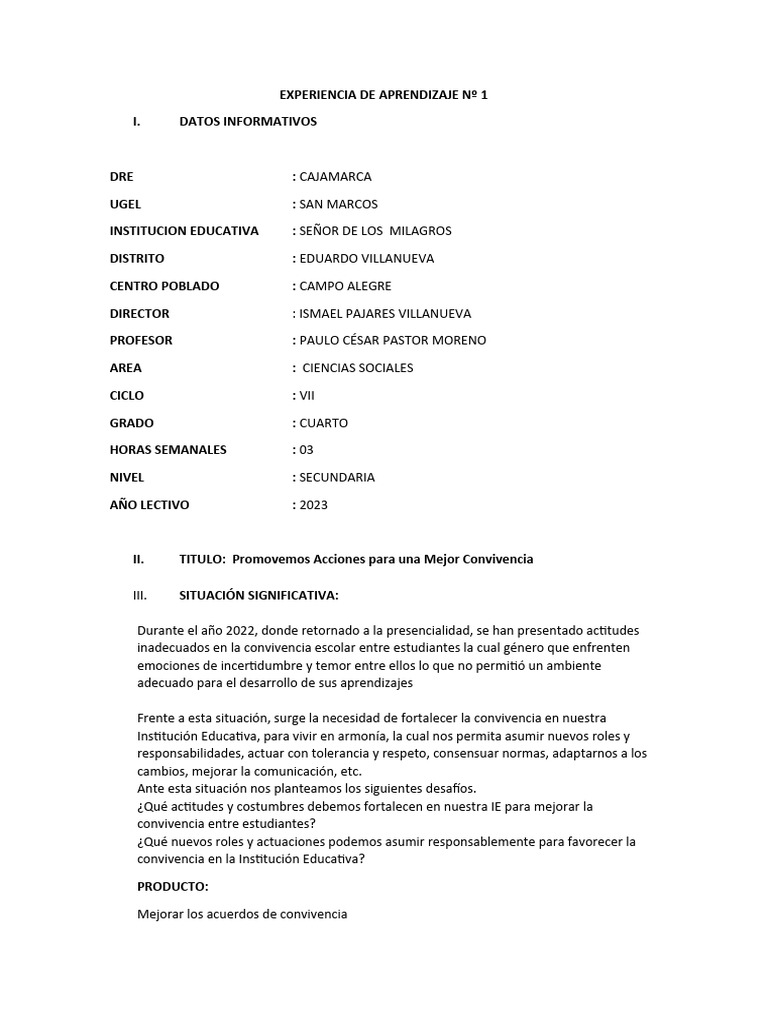 Mejora de la Convivencia Escolar 2023 | PDF | Evaluación