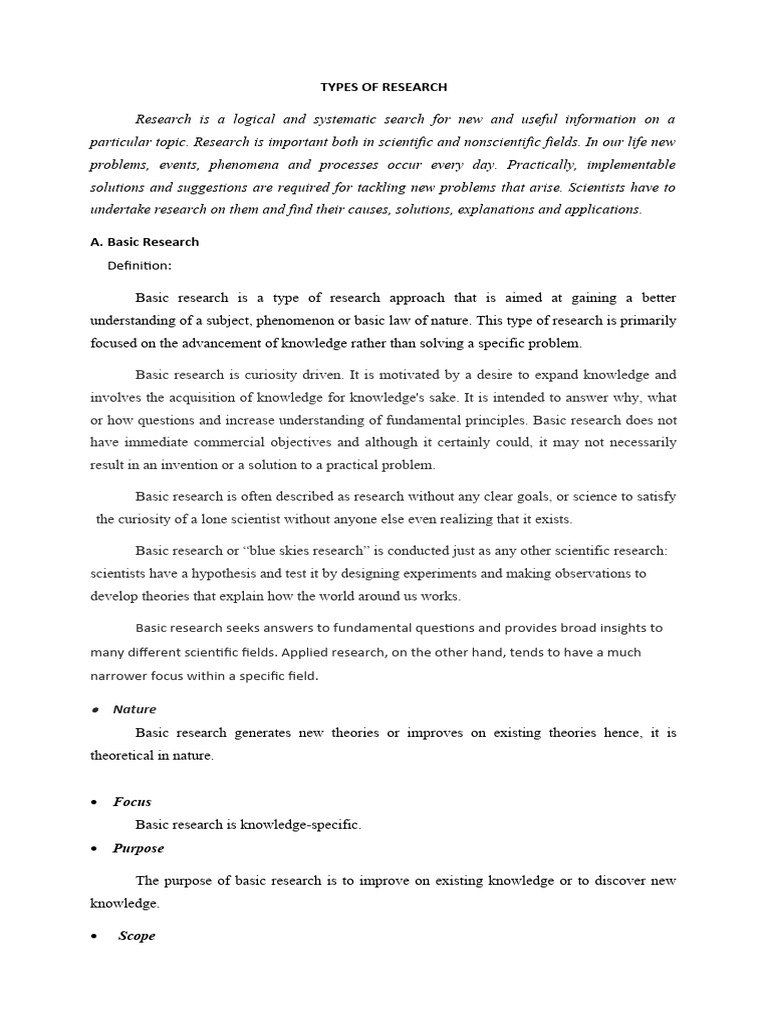 Basic Research Problems