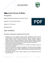 Programa - Administración y Conducción de Obras - 6 Año B - Mollar