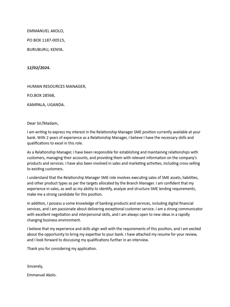 KCB COVER LETTER | PDF