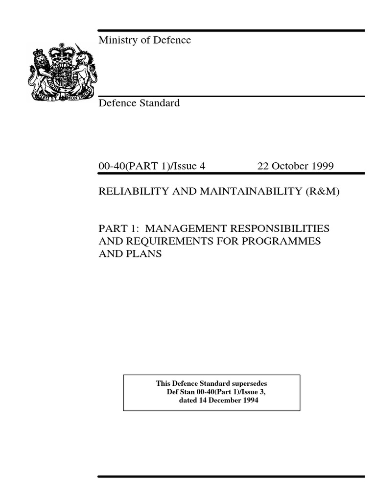 Defence Standard 00-40: R&M Management | PDF | Reliability Engineering ...