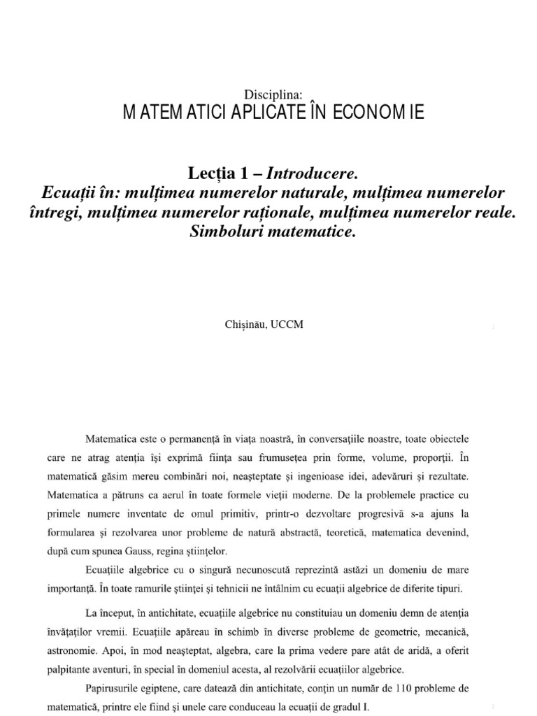 Matematica Aplicata Introducere - Ecuatii | PDF