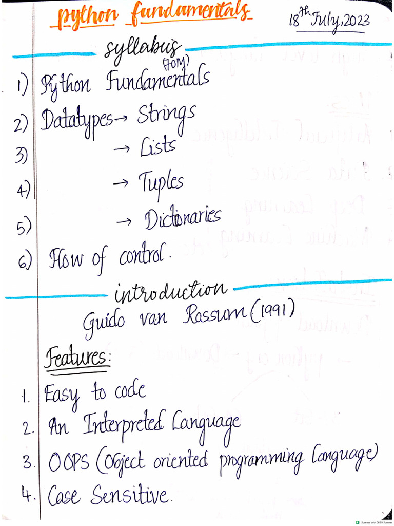 Python Class11 (Cbse) Notes | PDF