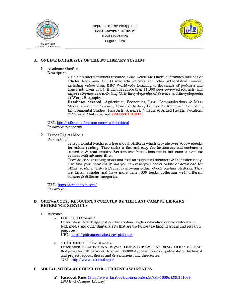 Online Resources And Services Of Ecl Pdf Libraries Academic Journal