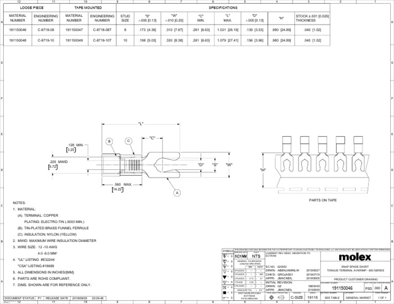 Inch/Mm NTS: C-Size | PDF | Electricity | Electrical Engineering