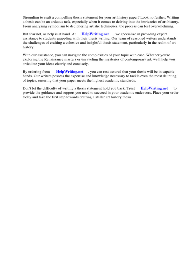 Sample Art History Thesis Statement Download Free Pdf Thesis Essays