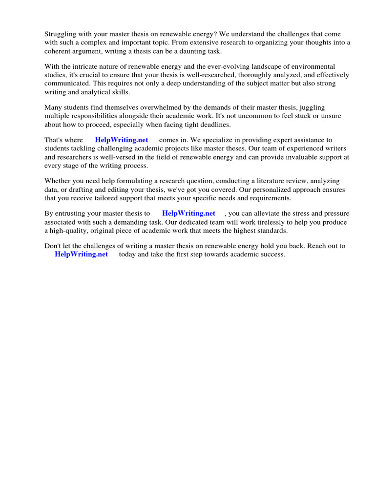 Master Thesis Renewable Energy Pdf Renewable Energy Energy