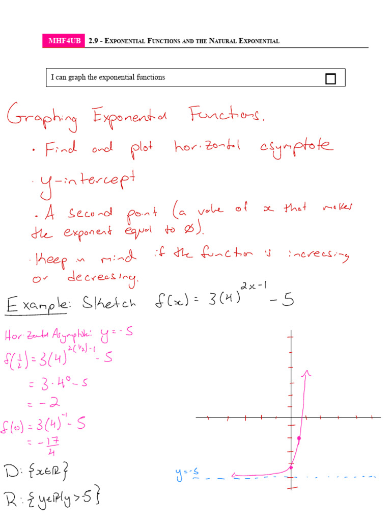 2.9 - Exponential Functions and The Natural Exponential Filled in | PDF ...
