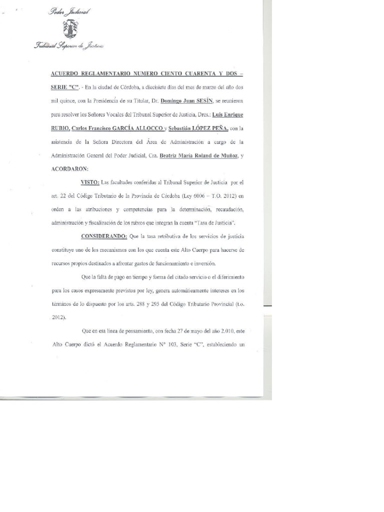Acuerdo142 - Interes Moratorio Tasa de Justicia | PDF