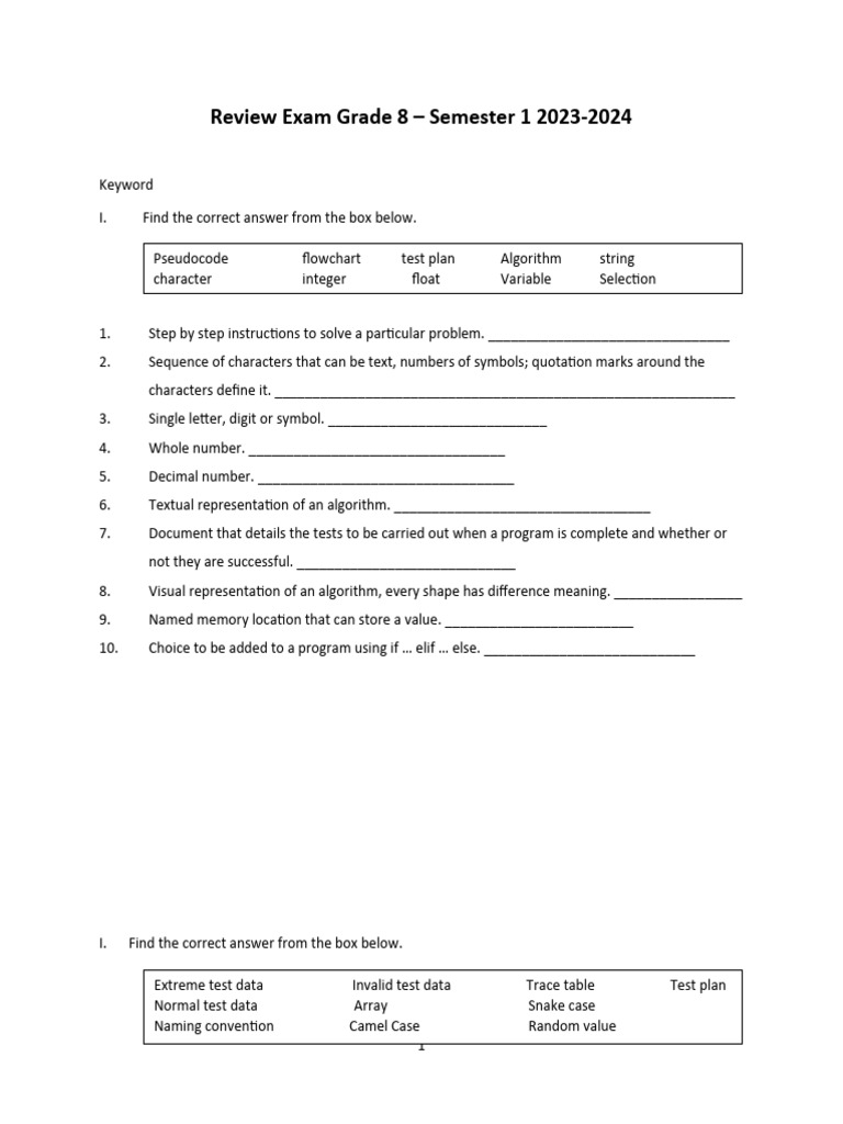 Grade 8 Computer Science Review | PDF | Programming | Computer Program
