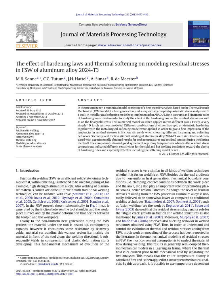 RS - The Effect of Hardening Laws and Thermal Softening On Modeling ...