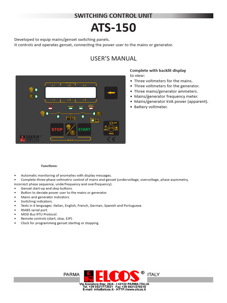 Ats150 Man en | PDF | Mains Electricity | Electrical Components