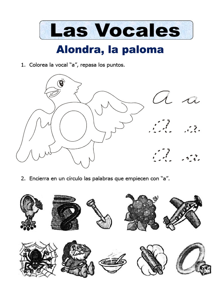 Actividades de Vocales para Primer Grado | PDF | Artes del Lenguaje y ...