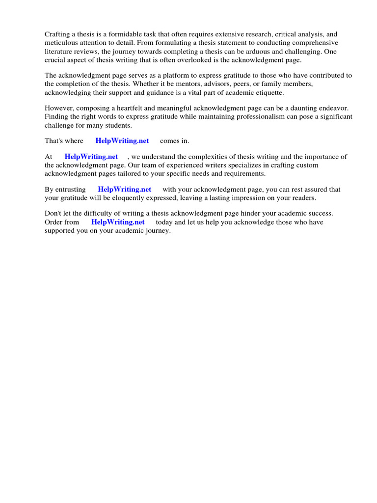 Example Thesis Acknowledgement Page | PDF | Thesis