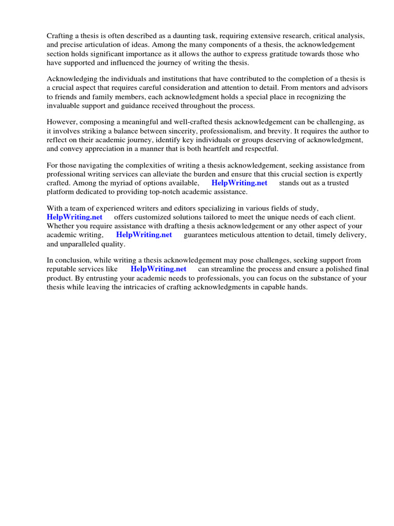 Best Example of Thesis Acknowledgement | Download Free PDF | Thesis ...