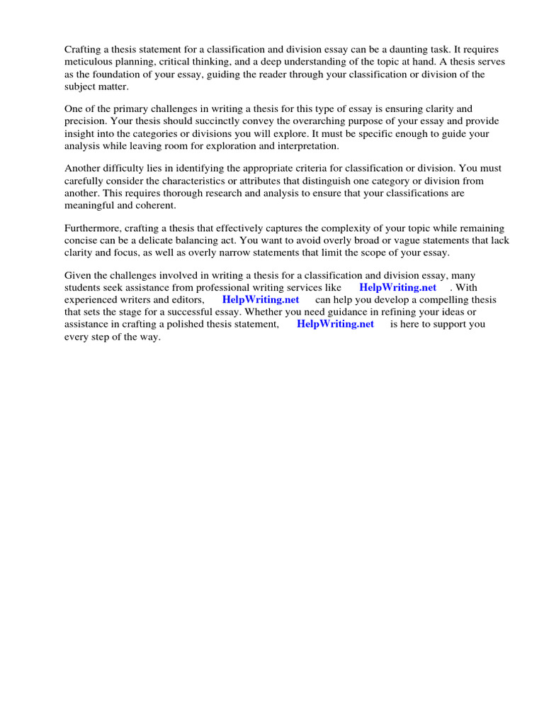 How to write a thesis for a classification and division essay pdf