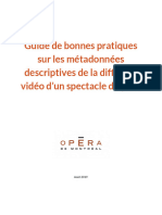 Guide de Bonnes Pratiques Sur Les Métadonnées Descriptives de La Diffusion Vidéo D'un Spectacle D'opéra