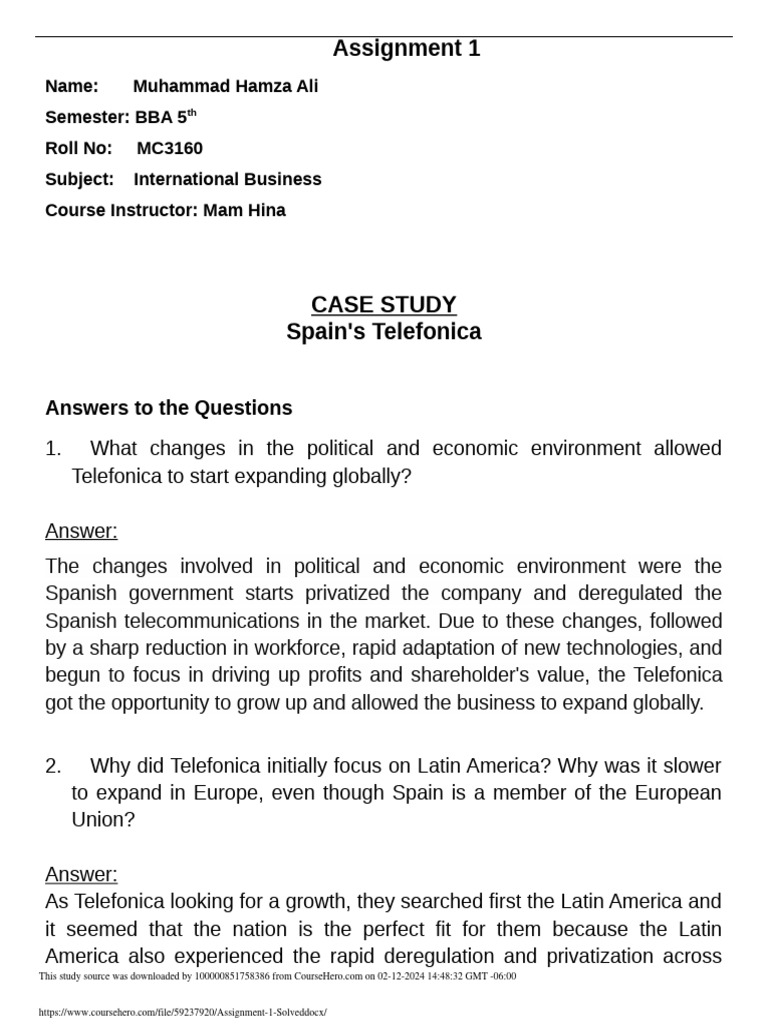Assignment 1 solved download free pdf foreign direct investment