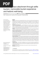 Predicting Place Attachment Through Selfie Tourism, Memorable Tourism Experience and Hedonic Well-Being