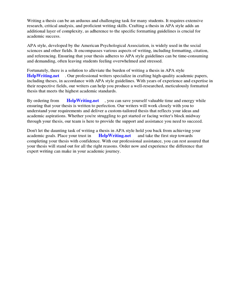Thesis Template Apa Style PDF Apa Style Thesis