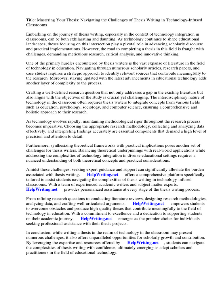 Thesis Technology in The Classroom | PDF | Educational Technology ...