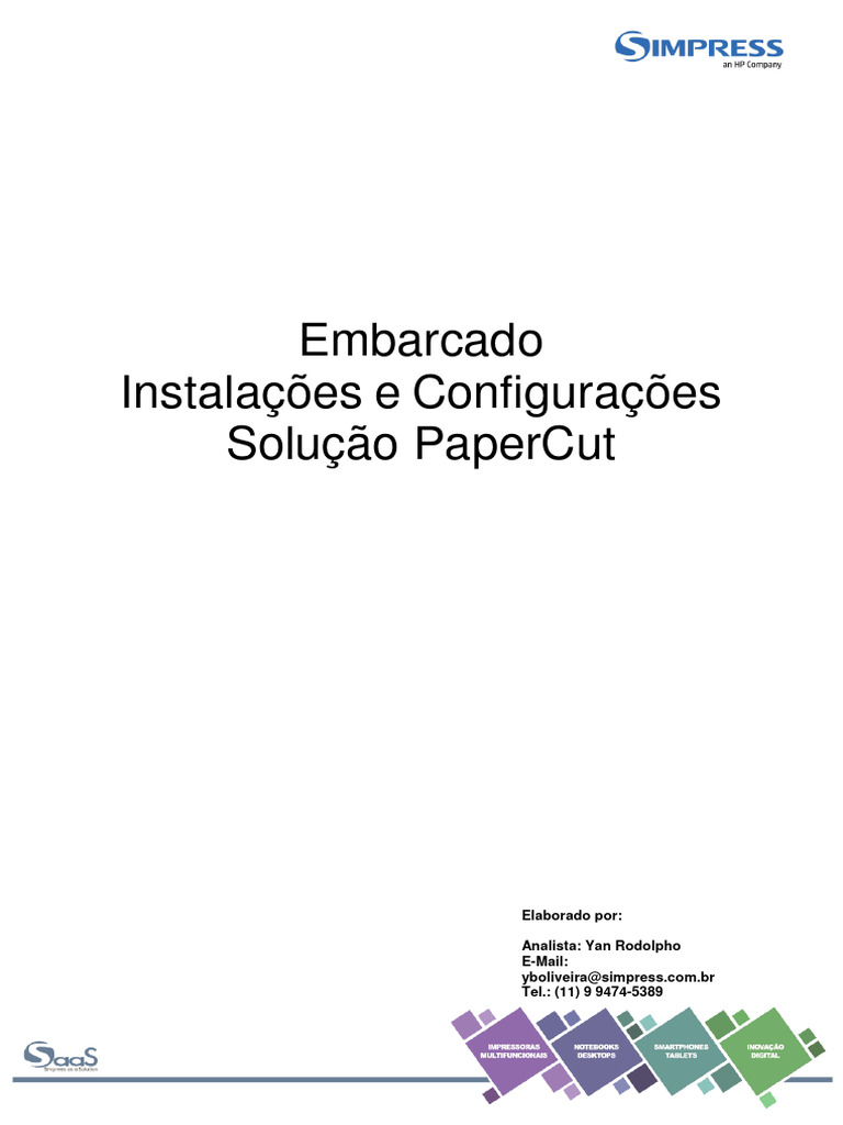 PaperCut Embarcado Instalacao Configuracao | PDF