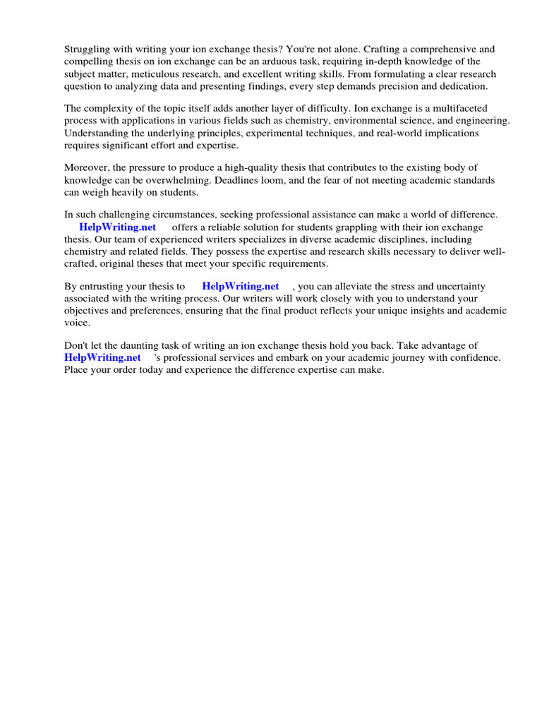 Ion Exchange Thesis PDF Ion Exchange Soil