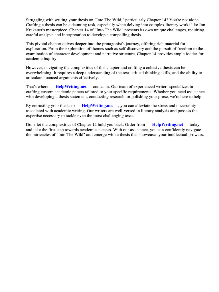 Chapter 14 Analysis of Into the Wild | PDF | Essays