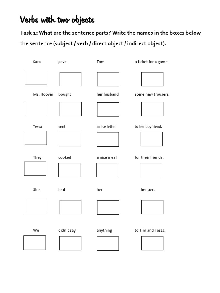 Verbs with Two Objects Explained | PDF | Object (Grammar) | Subject ...