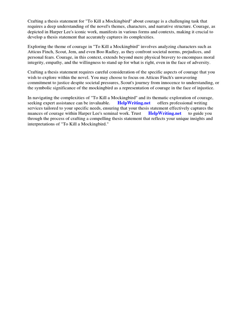 Thesis Statement For To Kill A Mockingbird About Courage PDF To