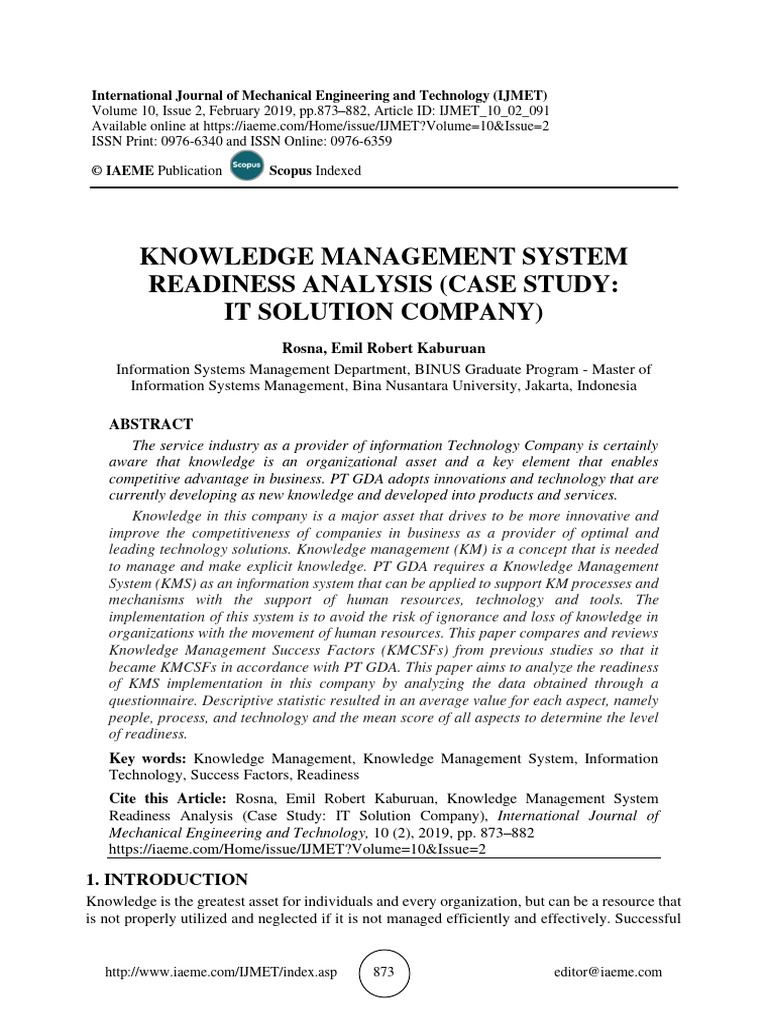 KMS Readiness Analysis for IT Solutions | PDF | Knowledge Management ...