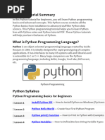 Python Tutorial Summary