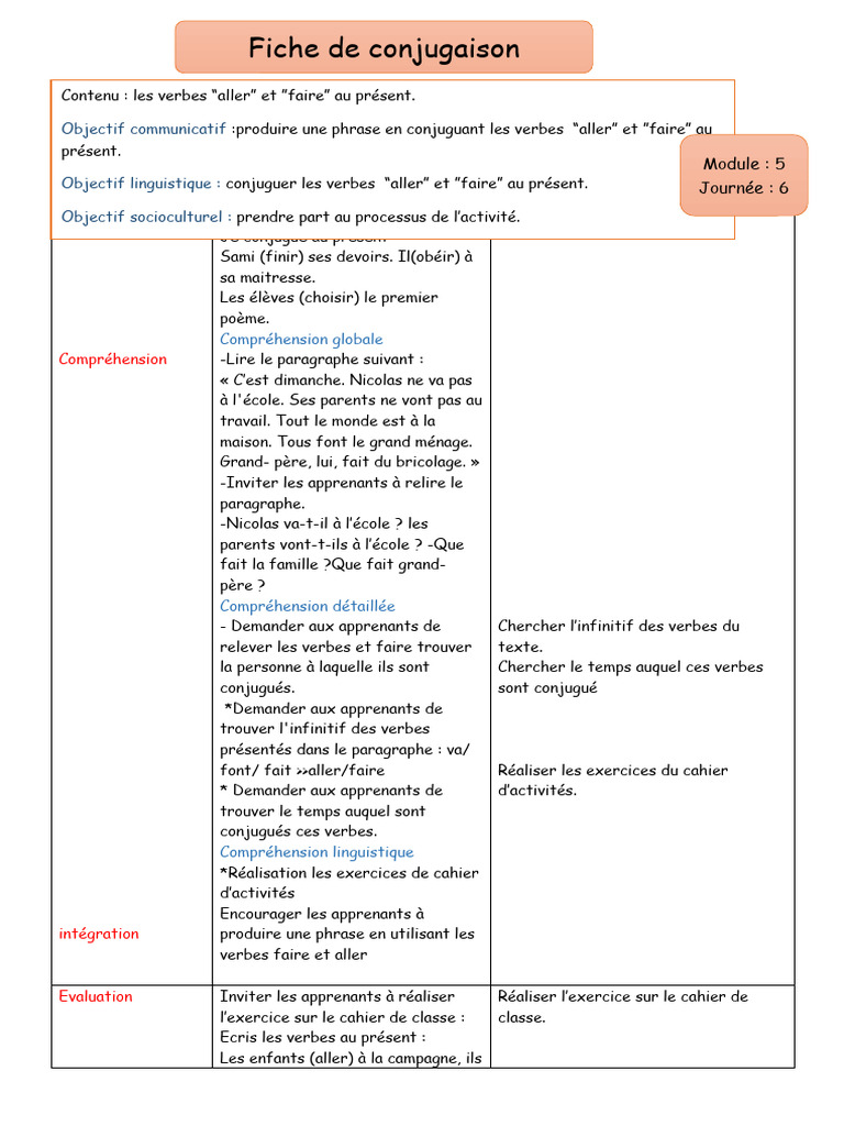 Conjugaison des verbes au présent | PDF | Verbe | Syntaxe