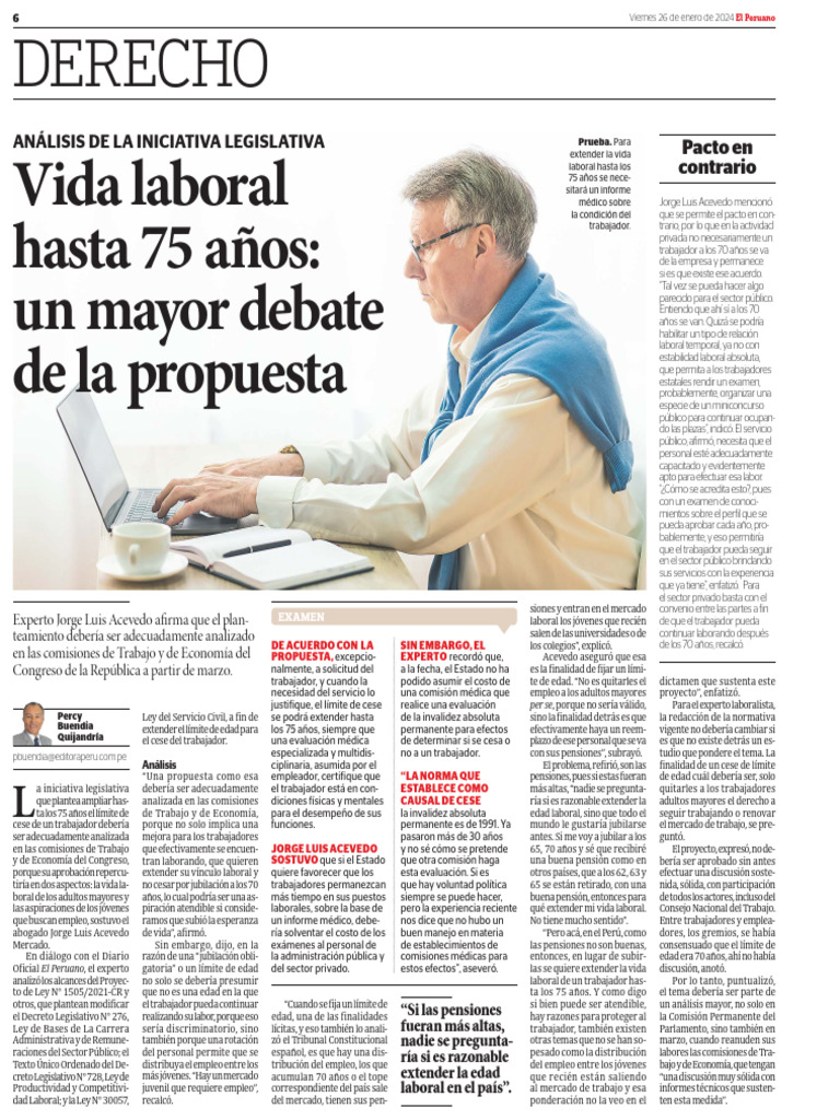 DO El Peruano - Vida Laboral Hasta 75 Años Un Mayor Debate de La ...