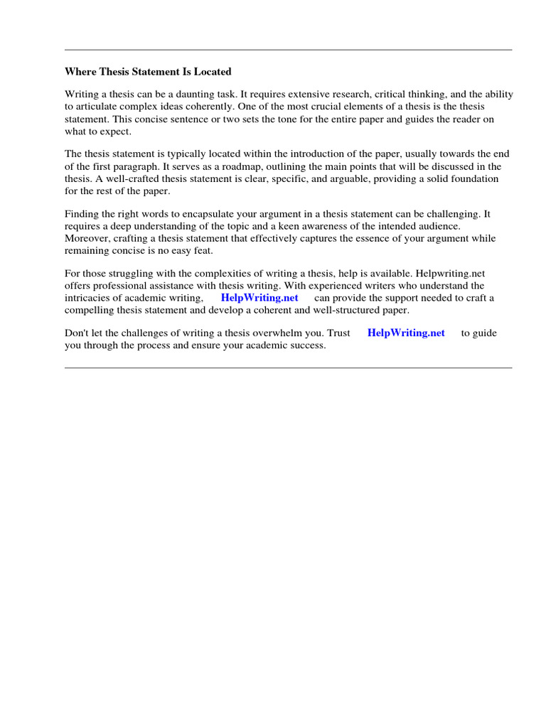 Where Thesis Statement Is Located | PDF | Essays | Thesis