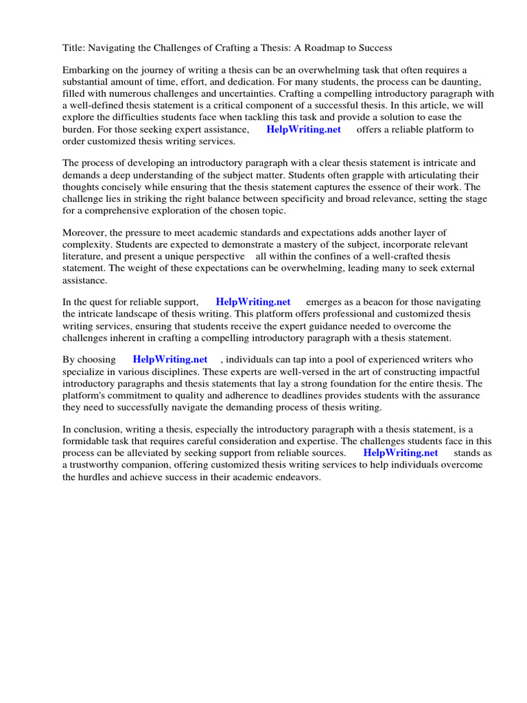 Introductory Paragraph Examples With Thesis Statement | PDF | Essays ...