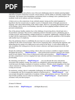 Working Thesis and Outline Example