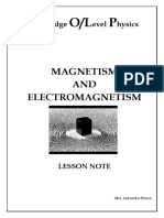 Lesson Note - Magnetism and Electromagnetism