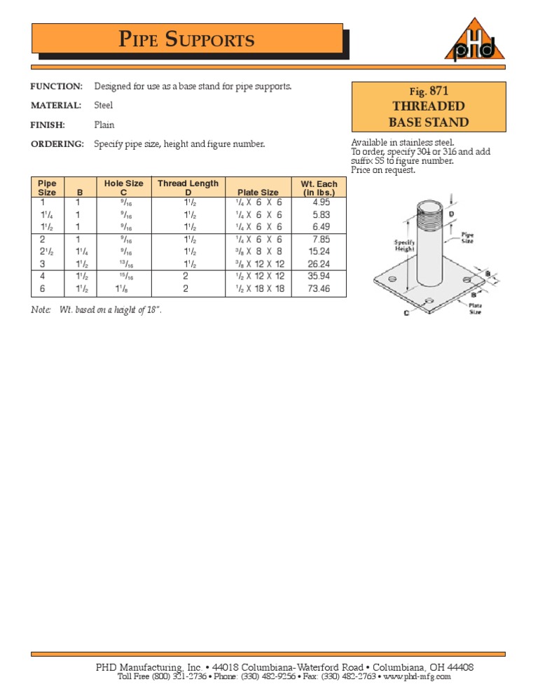 Threaded Base Stand Pipe Supports | PDF | Technology & Engineering