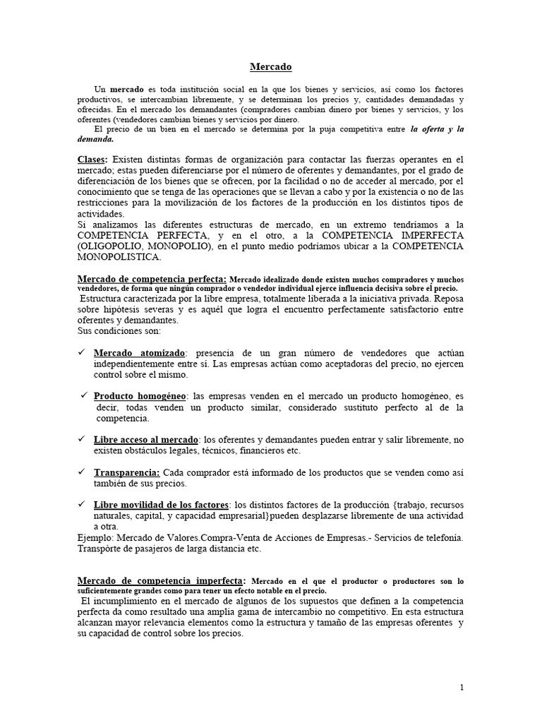 Estructuras de Mercado y Competencia | PDF | Mercado (economía ...