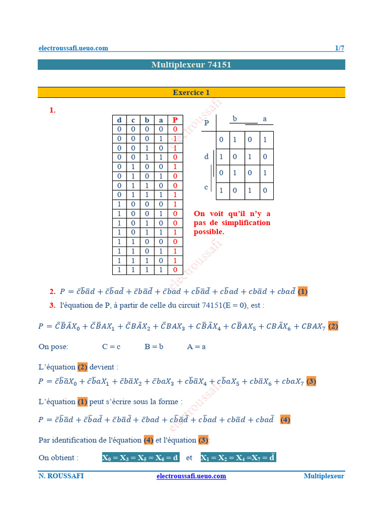 Multiplexeur 74151: Exercices et Solutions | PDF | Voitures ...
