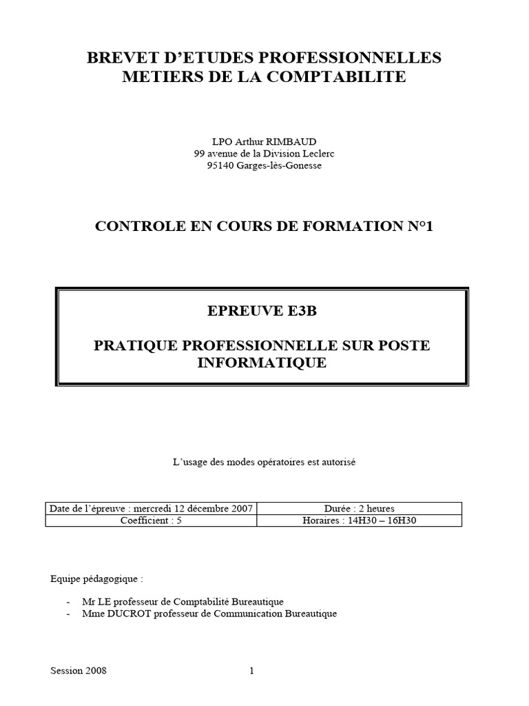 Pratique Professionnelle CCF2 Comptabilité | PDF | Fichier informatique ...