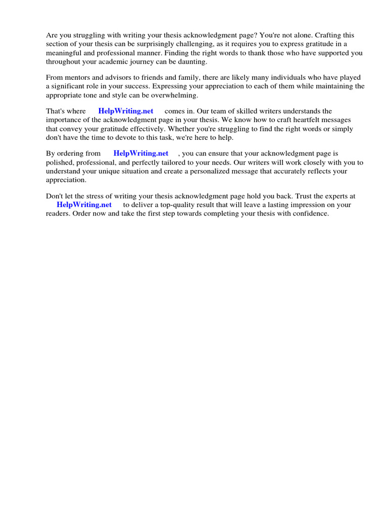 Acknowledgement Page For Thesis Example | Download Free PDF | Thesis ...