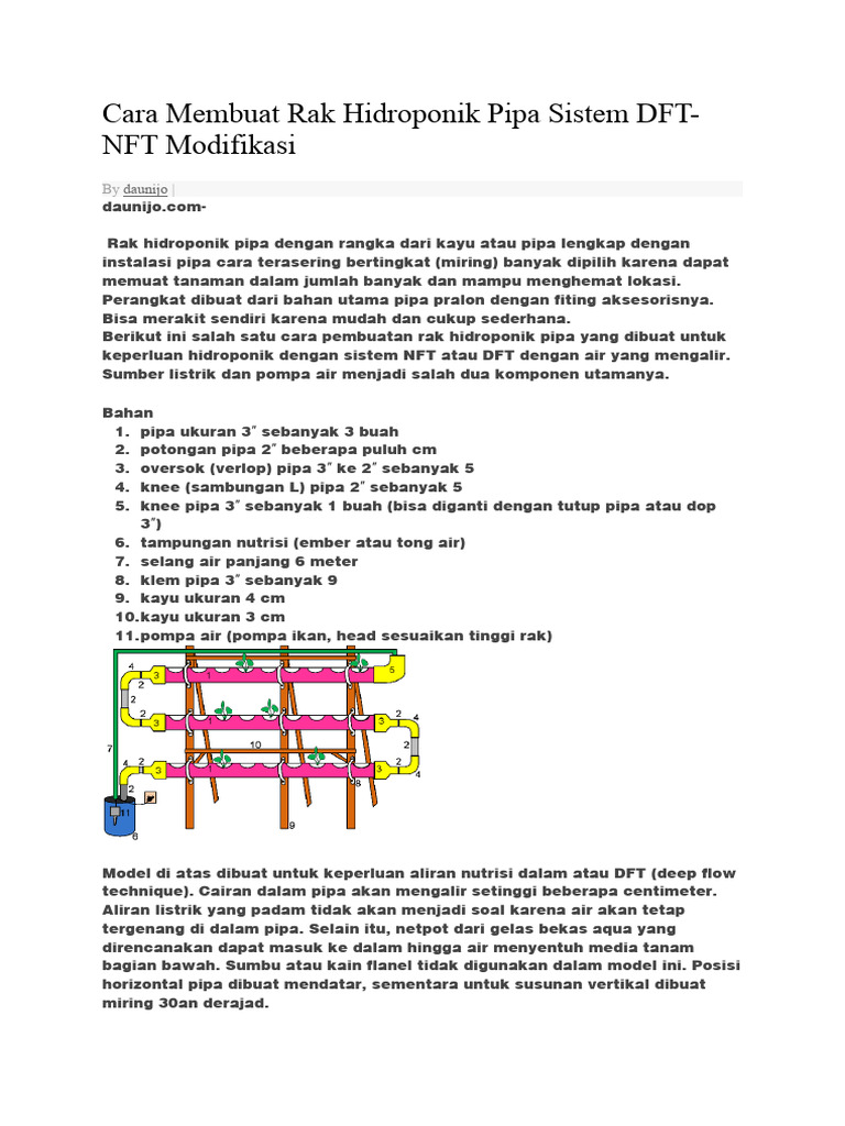 Cara Membuat Rak Hidroponik Pipa Sistem DFT & NFT | PDF | Memasak ...