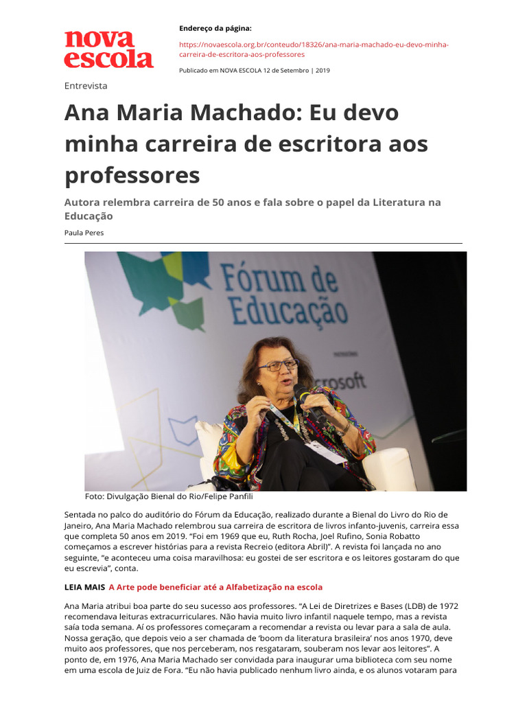 Ana Maria Machado e a Literatura na Educação | PDF | Experiência | Livros
