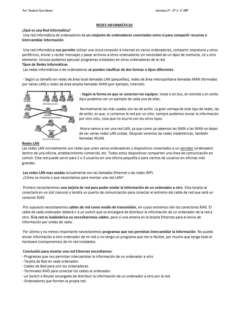 Guía Completa sobre Redes Informáticas | PDF | Red de computadoras ...