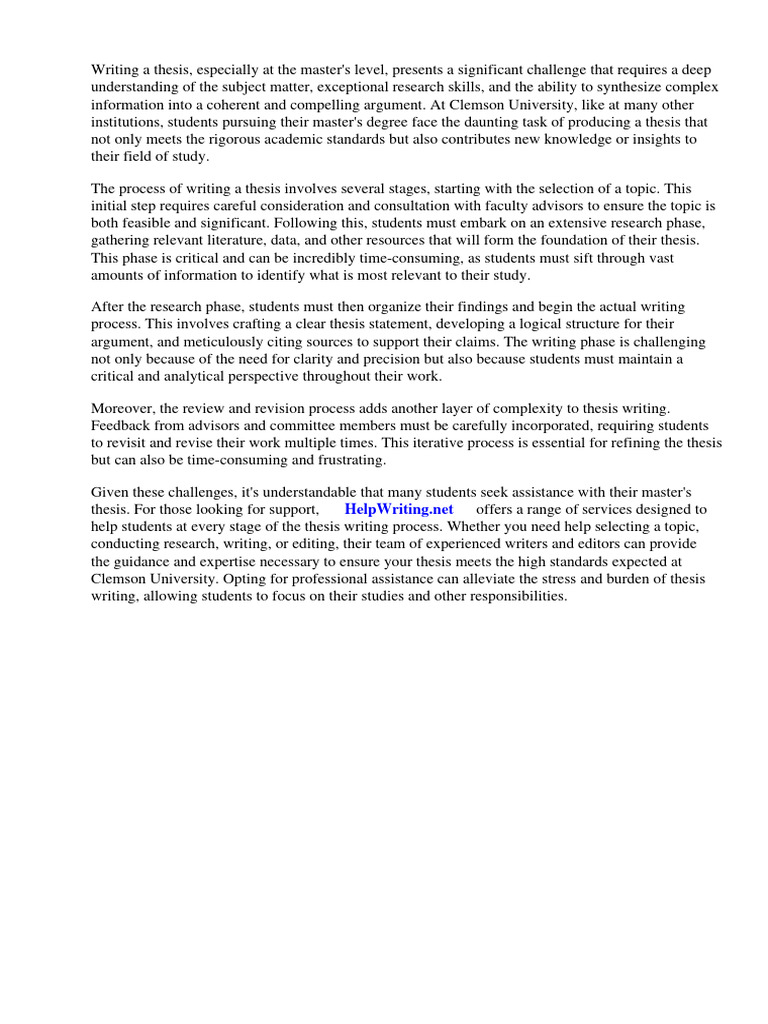 Clemson University Master Thesis | PDF | Career & Growth