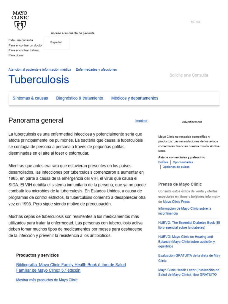 Image Result For Tuberculosis Sntomas Y Causas Mayo Clinic