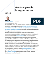 Los Pronósticos para La Economía Argentina en 2019